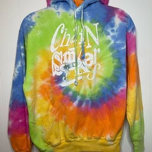 The Chainsmokers 2019 World War Joy Blue Tie Dye Concert Hoodie Size Small